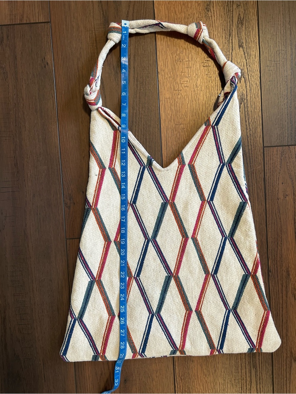 Zara Geometric Jacquard Hobo Tote Bag, Bohemian Ethnic Esthetics - Picture 6 of 9
